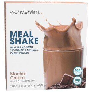 WonderSlim Meal Replacement Shake, Mocha Cream, 15g Protein, 24 Vitamins & Minerals, Gluten Free (7ct)