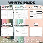 Life & Apples Wellness Journal Planner – Food Log, Fitness Tracker, Habit Tracker, Weight Loss Journal for Diet Tracking and Health Goals, Undated, Size A5, Leopard