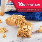 Atkins Peanut Butter Granola High Protein Bar, High Fiber , 16g Protein, 1g Sugar, 4g Net Carb, Keto Friendly, 12 Count