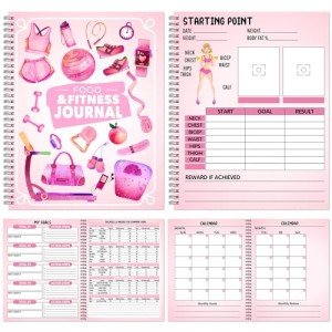 Harloon Food and Fitness Journal for Women Weight Loss Tracker Planner Workout Dairy Wellness Log Notebook with Calendar Calorie Counter Diet Meals Health Gift for Women Mom Wife, 8.5 x 11''