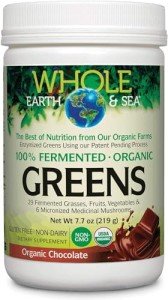 Natural Factors Whole Earth & Sea, Organic Fermented Greens, Vegan Whole Food Supplement, Chocolate, 7.7 Oz