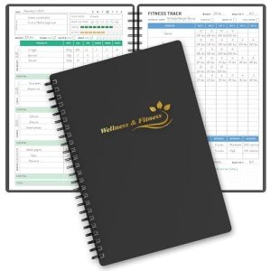 Wellness Planner & Fitness Log - Daily Diet & Health Journal with Weight Loss, Wellness Journal Notebook for Tracking Fitness, Sleep, Nutrition, Meal, Habits, A5(5.8 x 8.6 inch) (Black Golden)