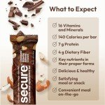 ANDREW LESSMAN Secure Complete Meal Replacement Bars - Chocolate Brownie Almond Crunch - 12 ct box - 7g Protein. 11 Vitamins plus Inulin Fiber. Low Calorie. Gluten and Dairy-Free, Vegan, Non-GMO