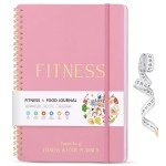 Fitness & Food Journal for Women, Undated 150-day Workout & Wellness Planner with Measuring Tape, Pink Weight Loss Journal for Setting Goals Tracking Exercise Training Diet Progress (9.5’’*7’’)