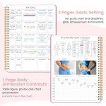 Fitness & Food Journal for Women, Undated 150-day Workout & Wellness Planner with Measuring Tape, Pink Weight Loss Journal for Setting Goals Tracking Exercise Training Diet Progress (9.5’’*7’’)