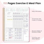Fitness & Food Journal for Women, Undated 150-day Workout & Wellness Planner with Measuring Tape, Pink Weight Loss Journal for Setting Goals Tracking Exercise Training Diet Progress (9.5’’*7’’)