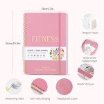 Fitness & Food Journal for Women, Undated 150-day Workout & Wellness Planner with Measuring Tape, Pink Weight Loss Journal for Setting Goals Tracking Exercise Training Diet Progress (9.5’’*7’’)
