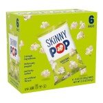 SkinnyPop Popcorn, Original, Whole Grain, Dairy-Free Snack, 0.65oz Bags (6ct)