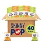 SkinnyPop Popcorn, Original and White Cheddar Variety Pack, Whole Grain, Dairy-Free Snack, 0.5oz (40ct)