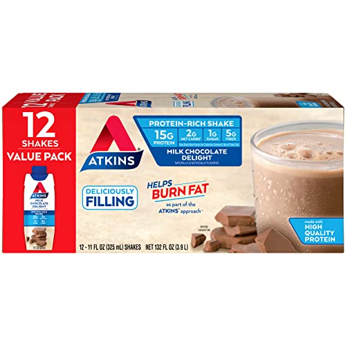 Atkins Chocolate Delight Protein Shake, Low Carb, 12-Pack