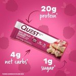 Quest Nutrition- High Protein, Low Carb, Gluten Free, Keto Friendly, 12 Count White Chocolate Raspberry