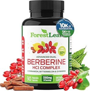 Berberine Supplement 1300mg per Serving- 97% Tested Ultra High Potency Berberine HCl with Ceylon Cinnamon, Bitter Melon & Gymnema, 10:1 Extract Berberis Supplements, Weight Management, 90 Veggie Caps