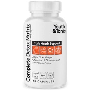 Youth & Tonic Balanced Detox Pills as Complete Gut Cleanse & Carb Matrix Support with ACV, Glucomannan, Chromium for Body Detoxing & Digestive Health, Supplement for Men & Women, Third-Party Tested