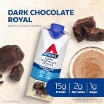 Atkins Dark Chocolate Royale Protein Shake, High Protein Shakes, Low Glycemic, Low Carb and Low Sugar Chocolate Flavored Protein Shakes, Keto Friendly, 12 Count