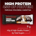 MUSASHI High Protein Bar, 45g Protein, <1g Total Sugars, Dark Chocolate & Salted Caramel, Post Workout and Protein Snack On The Go, 12 Pack of 3.2oz (90g) Bars