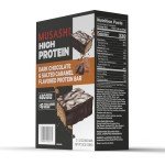 MUSASHI High Protein Bar, 45g Protein, <1g Total Sugars, Dark Chocolate & Salted Caramel, Post Workout and Protein Snack On The Go, 12 Pack of 3.2oz (90g) Bars