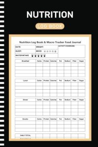Nutrition Log Book: Daily Food Intake Journal Notebook for Keep Track Of Your Meals, Carbs, Calories, Fat, Protein, Sugar, Sodium, and Calorie Counter Book (105 Pages ''6x9'' Inches )