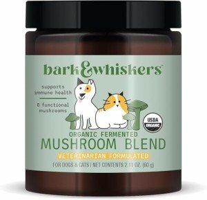 Dr. Mercola Bark & Whiskers Organic Fermented Mushroom Blend - Cat & Dog Supplement - Supports Digestive & Immune Health - Free from Additives, Filler & Gluten - 2.11 oz. (60 Scoops)