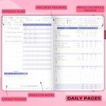 Clever Fox Fitness & Food Journal – Nutrition & Workout Planner for Women & Men – Diet & Gym Exercise Log Book with Calendars, Diet & Training Trackers - Undated, A5 Size, Hardcover (Fuchsia)