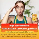 GLP-1 Supplement Berberine, GLP 1 Probiotic Gummies for Women and Men| Activates GLP-1 & AMPK| with Akkermansia Probiotic, Natural Berberine for Digestion & Gut, Energy, Sugar/Gluten Free - 90 Gummies