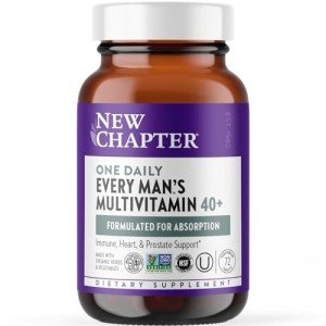 New Chapter Men's Multivitamin 40 Plus for Energy, Heart, Prostate + Immune Support with Fermented Nutrients - Every Man's One Daily 40+, Made with Organic Vegetables & Herbs, Non-GMO - 72 ct