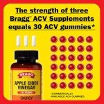 Bragg Energy Apple Cider Vinegar Capsules with B-12 Vitamins - 90 Capsules - Weight Management - Non-GMO, Vegan, Gluten Free, No Sugar - Helps Generate Energy at Cellular Level for Men and Women
