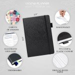 Legend Wellness Planner & Food Journal – Daily Diet & Health Journal with Weight Loss, Measurement & Exercise Trackers – Lifestyle & Nutrition Diary – Lasts 6 Months, A5 size – Black