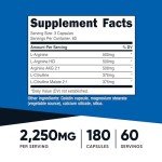 Nutricost Nitric Oxide Booster 2250mg, 180 Capsules - 750mg Per Casule, 60 Servings - Gluten Free and Non-GMO