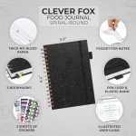 Clever Fox Food Journal Spiral - Daily Food Diary, Meal Prep Planner to Track Calories & Nutrients, Weight Loss Tracker Notebook (Black)