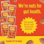 Philosopher Foods Gut Nuts - Fermented Almonds for Gut Health - Tangy, Umami, & Salty Flavors - Super Crunchy Low Carb Keto Snacks - Low Sugar Prebiotic & Postbiotic Almond Snacks - 3oz Pouch (6 Pack)
