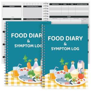 Dianelhall 2 Pcs Food Journal 5. 8 x 8. 3'' Food Diary and Journal Symptoms Tracker, Keep Healthy Symptom Logs for Women Men Weight Loss, Ibs, Diabetic, Allergies, Crohn's/Ibd