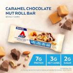 Atkins Caramel Chocolate Nut Roll Snack Bar, Protein Snack, High in Fiber, 2g Sugar, 5 Count