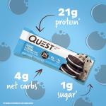 Quest Nutrition Cookies & Cream Protein Bars, 21g Protein, 4g Net Carbs, 1g Sugar, Gluten Free, Keto Friendly, 4 Count