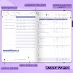 Clever Fox Fitness & Food Journal – Nutrition & Workout Planner for Women & Men – Diet & Gym Exercise Log Book with Calendars, Diet & Training Trackers - Undated, A5 Size, Hardcover (Purple)