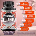 Bellaburn - Thermogenic Fat Burner w. CLA, Weight Loss Pills for Women, Garcinia, Gymnema, Chromium, Cinnamon, Flat Tummy, Belly, Waist Trimmer, Bloating, Diet Pills, Appetite Suppressant, 90cps USA