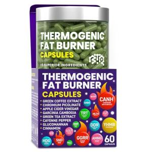 Thermogenic Fat Burner Capsules - Weight Loss Pills for Women & Men, Appetite Suppressant, Metabolism Booster - Green Tea, Coffee Extract, Garcinia Cambogia - Diet Pills for Weight Loss - 60 Capsules