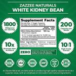 Zazzee White Kidney Bean 10:1 Extract, 1800 mg per Serving, 200 Vegan Capsules, Over 2 Month Supply, Standardized, Concentrated 10X Extract, 100% Vegetarian, All-Natural and Non-GMO, Made in The USA