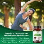 Zazzee White Kidney Bean 10:1 Extract, 1800 mg per Serving, 200 Vegan Capsules, Over 2 Month Supply, Standardized, Concentrated 10X Extract, 100% Vegetarian, All-Natural and Non-GMO, Made in The USA