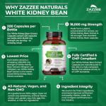 Zazzee White Kidney Bean 10:1 Extract, 1800 mg per Serving, 200 Vegan Capsules, Over 2 Month Supply, Standardized, Concentrated 10X Extract, 100% Vegetarian, All-Natural and Non-GMO, Made in The USA