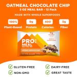 PROBAR - MEAL Bar, Oatmeal Chocolate Chip, Non-GMO, Gluten-Free, Healthy, Plant-Based, Whole-Food Ingredients, Natural Energy (12 Count)