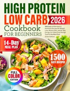 High Protein Low Carb Cookbook for Beginners: 1500 Days of Effortless & Nutritious Recipes for Weight Loss, Muscle Gain, and All-Day Energy, Incl. Meal Prep Storage Tip & 14-Day Meal Plan