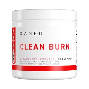 Kaged Clean Burn Powder | Strawberry Lemonade | Thermogenic Weight Management | Boost Metabolism | Organic Caffeine, Apple Cider Vinegar | Supplements for Men & Women | 30 Servings