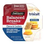 Sargento Balanced Breaks Cheese & Crackers, Natural Gouda & Sharp Cheddar Cheeses and TRISCUIT Mini Original Crackers Snack Kit, 3-Pack