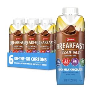 Carnation Breakfast Essentials Ready-to-Drink, Rich Milk Chocolate, 8 FL OZ Bottle (Pack of 6)