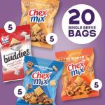 Chex Sweet & Salty Snack Variety Pack, Individually Wrapped Snack Bags, Party and Lunch Packs, Muddy Buddies Peanut Butter and Chocolate, Chex Mix Traditional, Cheddar, Honey Nut, 35 oz/20 Bags