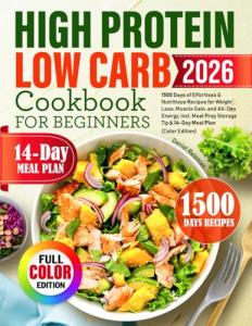 High Protein Low Carb Cookbook for Beginners: 1500 Days of Effortless & Nutritious Recipes for Weight Loss, Muscle Gain, and All-Day Energy, Incl. Meal Prep Storage Tip & 14-Day Meal Plan