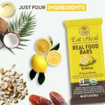 EatToHeal Lemon Real Food Bar - Organic Vegan Healthy Gluten Free Protein Bars - Low Sugar Meal Replacement Bar, Non GMO, Never Baked, Plant Based - Crafted to Enjoy, Not Sit on Shelves