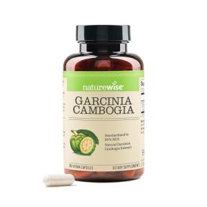 Naturewise Garcinia Cambogia - 60% HCA Concentration Extract, Natural Support for Weight Goals and Energy Levels - Vegan, Non-GMO, Gluten Free - 90 Capsules[1-3 Month Supply]