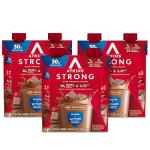 Atkins Strong High Protein Shake, Milk Chocolate, 30g Protein, 7g Prebiotic Fiber, Muscle & Gut Health Support Complex, 12 Count