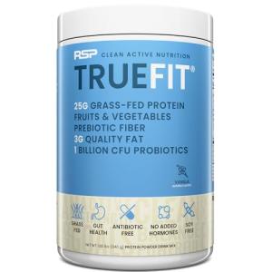 TrueFit Gut Healthy Protein Powder, Grass-Fed Whey Meal Replacement Shake with Prebiotics, Probiotics, & Organic Superfoods, Keto Friendly, Gluten Free (Packaging May Vary)